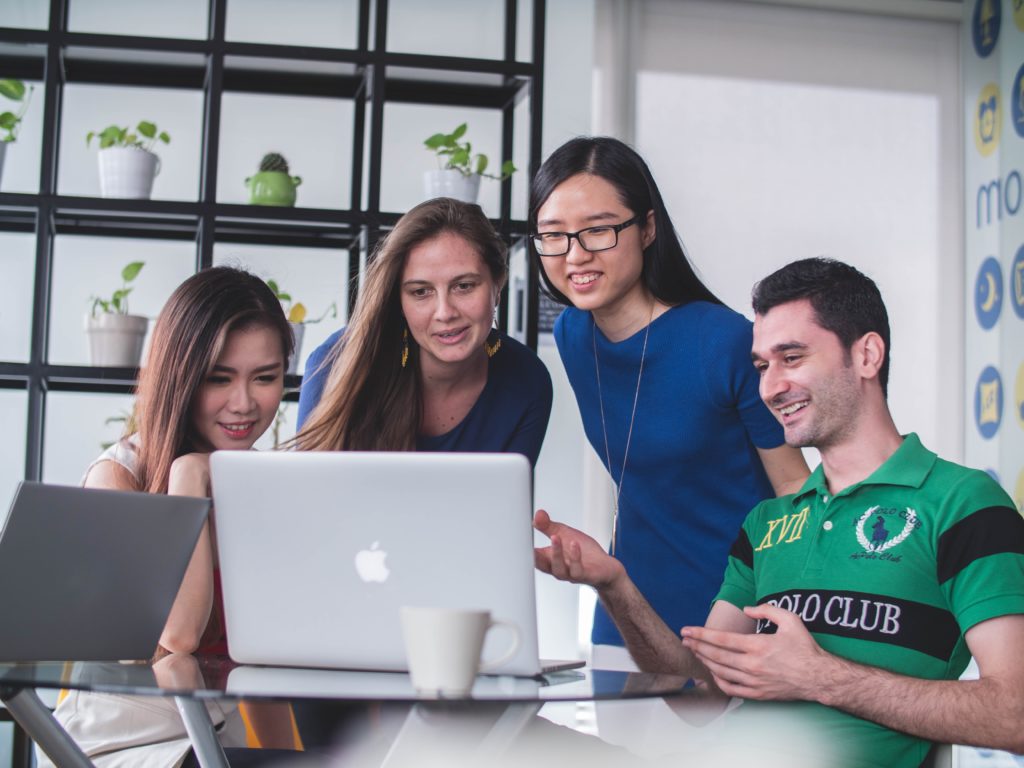 Student group with laptop